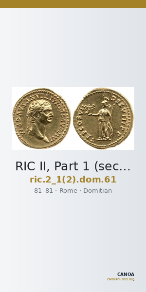 RIC II, Part 1 (second edition) Domitian 61 — CANOA