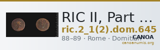 RIC II, Part 1 (second edition) Domitian 645 — CANOA
