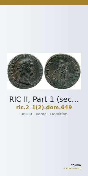 RIC II, Part 1 (second edition) Domitian 649 — CANOA