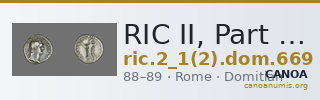 RIC II, Part 1 (second edition) Domitian 669 — CANOA