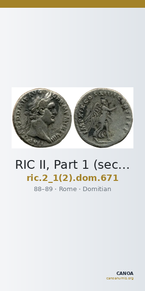 RIC II, Part 1 (second edition) Domitian 671 — CANOA