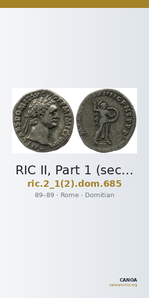 RIC II, Part 1 (second edition) Domitian 685 — CANOA