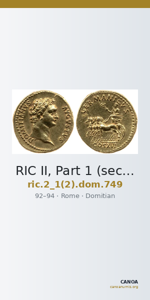 RIC II, Part 1 (second edition) Domitian 749 — CANOA