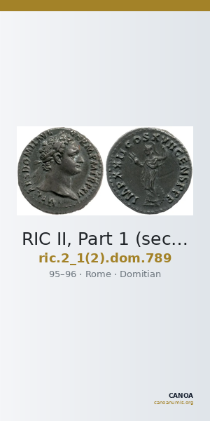 RIC II, Part 1 (second edition) Domitian 789 — CANOA
