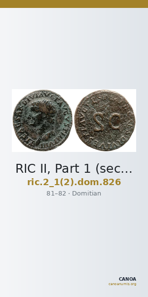 RIC II, Part 1 (second edition) Domitian 826 — CANOA