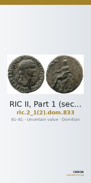 RIC II, Part 1 (second edition) Domitian 833 — CANOA