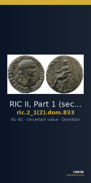 RIC II, Part 1 (second edition) Domitian 833 — CANOA