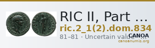 RIC II, Part 1 (second edition) Domitian 834 — CANOA