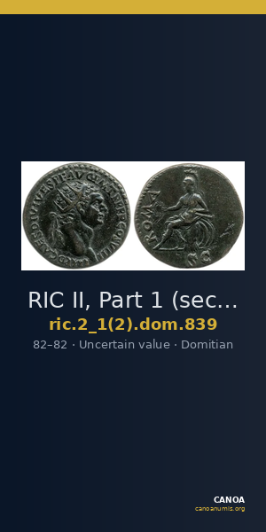 RIC II, Part 1 (second edition) Domitian 839 — CANOA