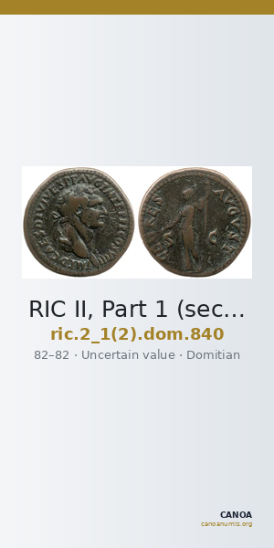 RIC II, Part 1 (second edition) Domitian 840 — CANOA