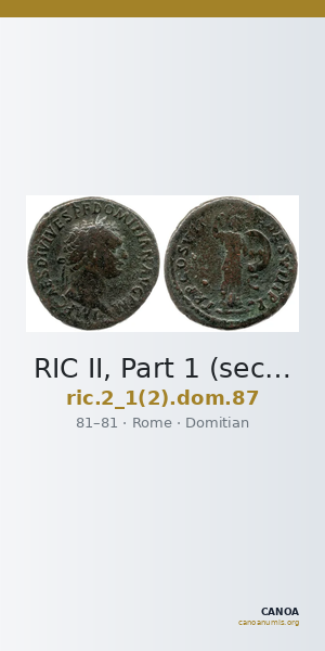 RIC II, Part 1 (second edition) Domitian 87 — CANOA