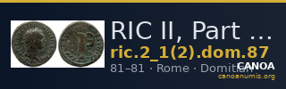 RIC II, Part 1 (second edition) Domitian 87 — CANOA