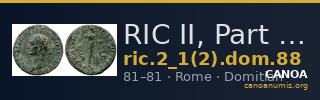 RIC II, Part 1 (second edition) Domitian 88 — CANOA