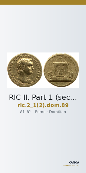 RIC II, Part 1 (second edition) Domitian 89 — CANOA