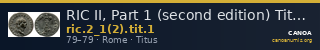 RIC II, Part 1 (second edition) Titus 1 — CANOA