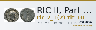 RIC II, Part 1 (second edition) Titus 10 — CANOA