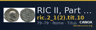 RIC II, Part 1 (second edition) Titus 10 — CANOA