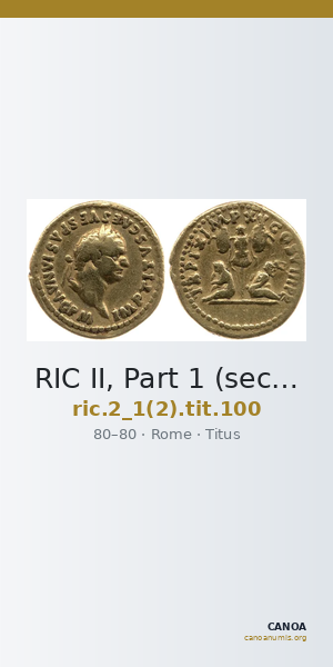 RIC II, Part 1 (second edition) Titus 100 — CANOA