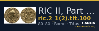 RIC II, Part 1 (second edition) Titus 100 — CANOA
