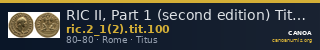 RIC II, Part 1 (second edition) Titus 100 — CANOA