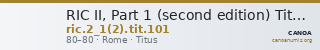 RIC II, Part 1 (second edition) Titus 101 — CANOA