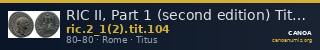 RIC II, Part 1 (second edition) Titus 104 — CANOA