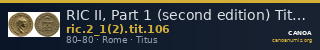 RIC II, Part 1 (second edition) Titus 106 — CANOA