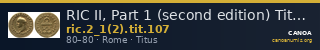 RIC II, Part 1 (second edition) Titus 107 — CANOA