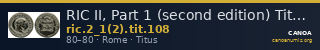 RIC II, Part 1 (second edition) Titus 108 — CANOA