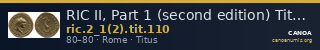 RIC II, Part 1 (second edition) Titus 110 — CANOA