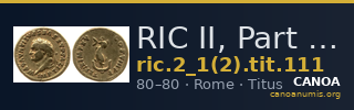 RIC II, Part 1 (second edition) Titus 111 — CANOA