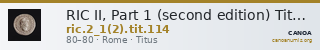 RIC II, Part 1 (second edition) Titus 114 — CANOA