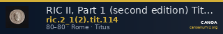 RIC II, Part 1 (second edition) Titus 114 — CANOA