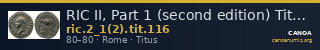 RIC II, Part 1 (second edition) Titus 116 — CANOA