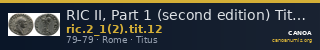 RIC II, Part 1 (second edition) Titus 12 — CANOA