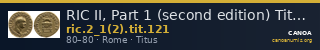 RIC II, Part 1 (second edition) Titus 121 — CANOA
