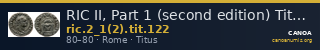 RIC II, Part 1 (second edition) Titus 122 — CANOA