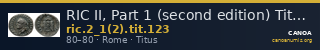 RIC II, Part 1 (second edition) Titus 123 — CANOA