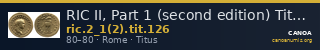 RIC II, Part 1 (second edition) Titus 126 — CANOA