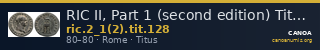 RIC II, Part 1 (second edition) Titus 128 — CANOA