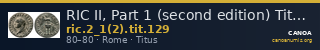 RIC II, Part 1 (second edition) Titus 129 — CANOA