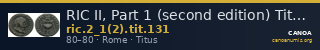RIC II, Part 1 (second edition) Titus 131 — CANOA
