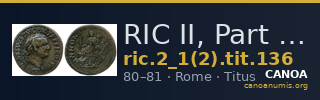 RIC II, Part 1 (second edition) Titus 136 — CANOA