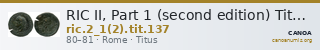 RIC II, Part 1 (second edition) Titus 137 — CANOA