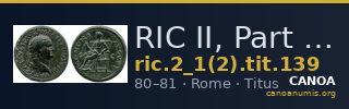 RIC II, Part 1 (second edition) Titus 139 — CANOA