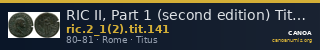 RIC II, Part 1 (second edition) Titus 141 — CANOA
