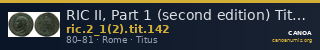 RIC II, Part 1 (second edition) Titus 142 — CANOA