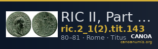RIC II, Part 1 (second edition) Titus 143 — CANOA