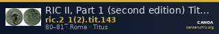 RIC II, Part 1 (second edition) Titus 143 — CANOA