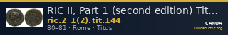 RIC II, Part 1 (second edition) Titus 144 — CANOA